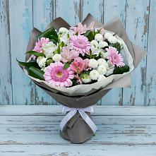 Букет цветов из:  Герберы, Альстромерии и Хризантемы в Молодежном Иркутская область