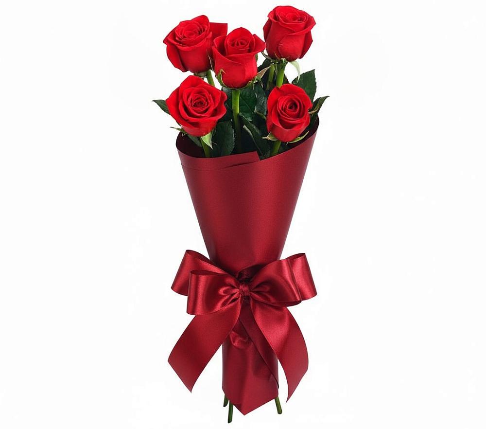 Букет 5 Красных роз Эдлесс Лав в Молодежном Иркутская область