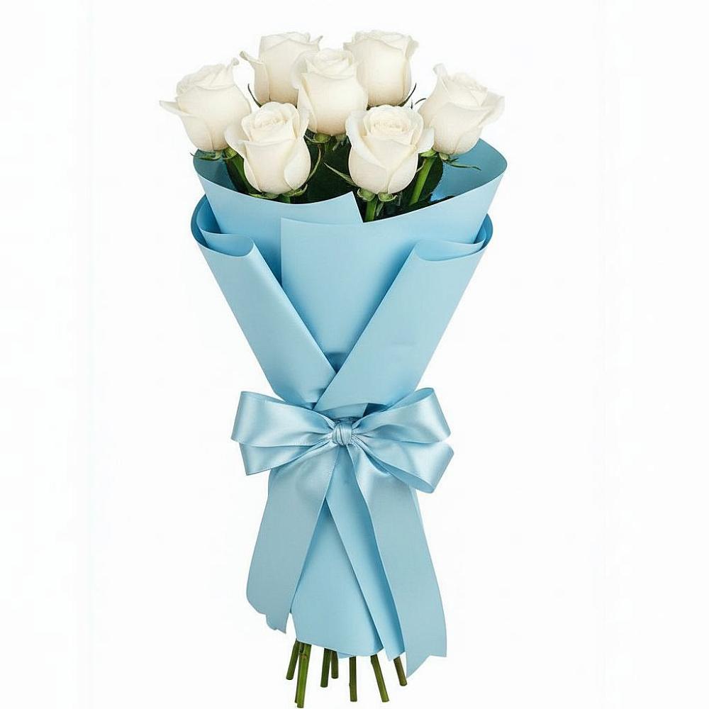 Букет 7 белых роз Проуд в Молодежном Иркутская область