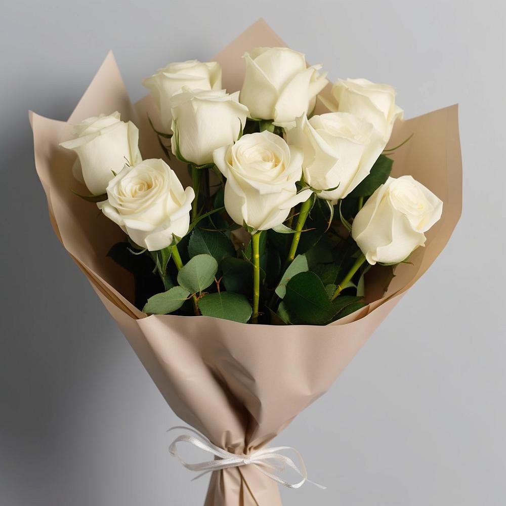 Букет 9 Белых роз Эдлесс Лав в Молодежном Иркутская область