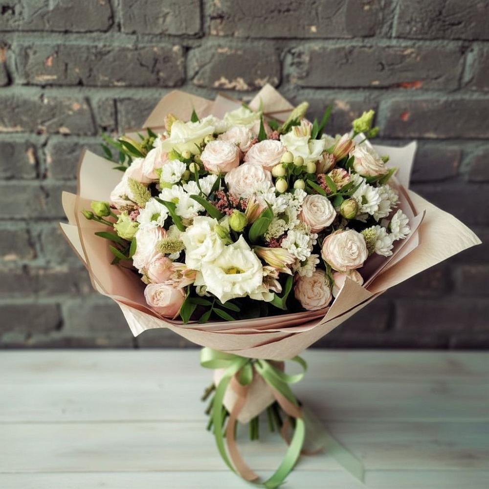 Букет цветов из: Альстромерии, Розы и Хризантемы в Молодежном Иркутская область