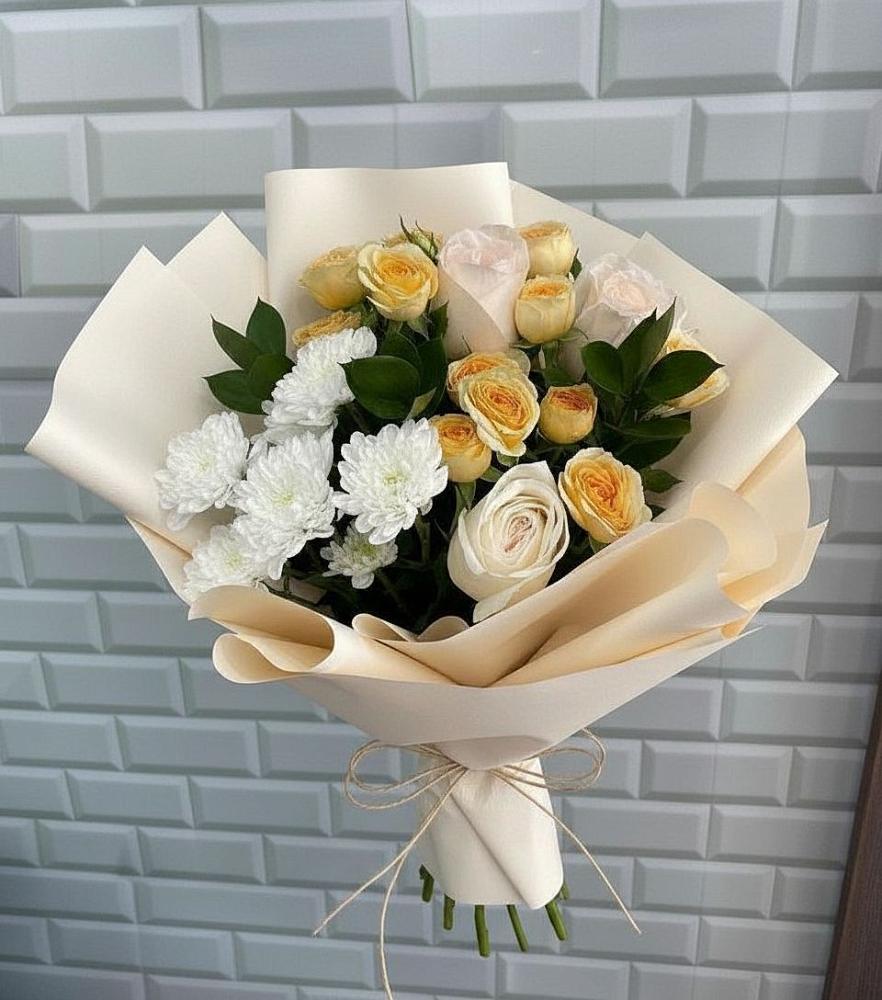 Букет цветов из: Розы и Хризантемы в Молодежном Иркутская область