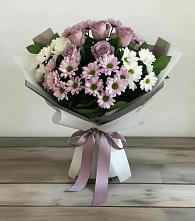 Букет цветов из:  Хризантемы и Розы в Молодежном Иркутская область