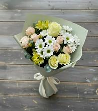Букет цветов из:  Альстромерии, Розы и Хризантемы в Молодежном Иркутская область