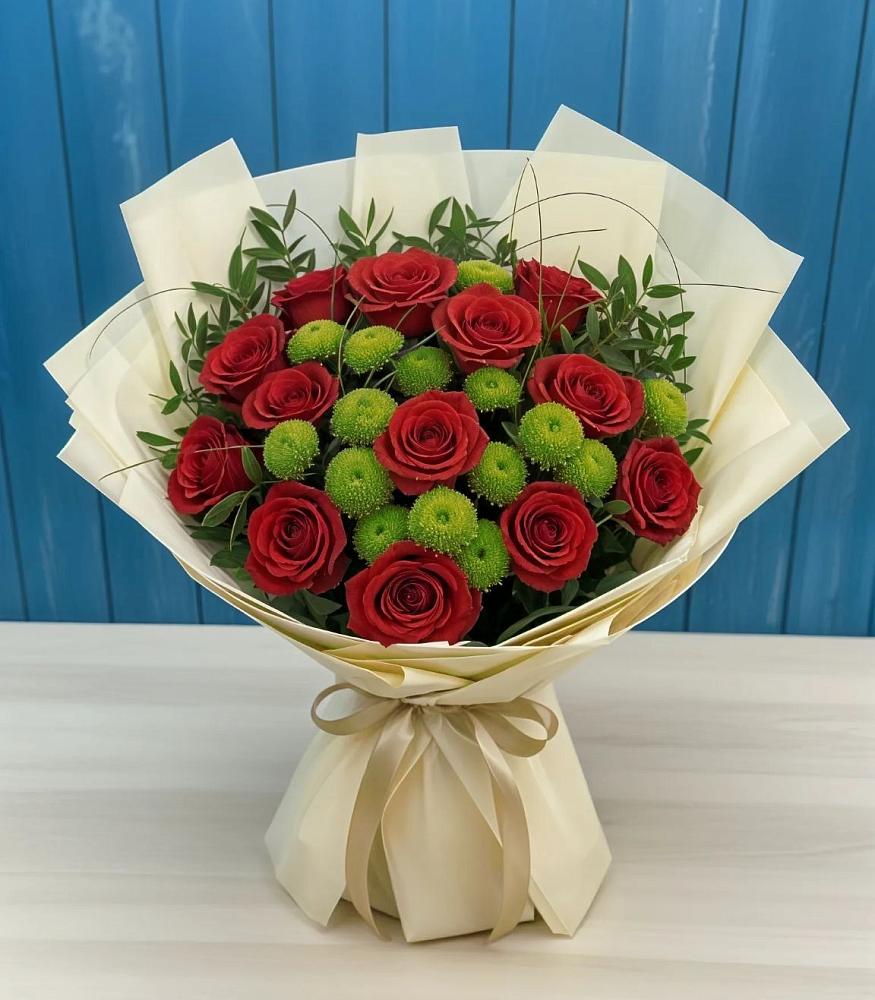 Букет цветов из: Розы и Хризантемы в Молодежном Иркутская область