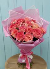 Букет 15 Розовых роз Равель в Молодежном Иркутская область