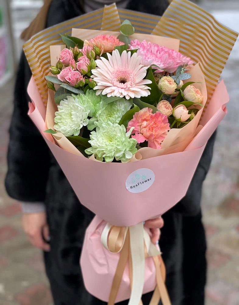 Букет цветов из: Герберы, Хризантемы и Розы в Молодежном Иркутская область